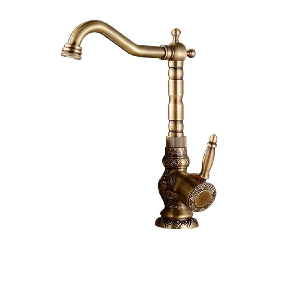 Waschtischarmatur, Antik-Finish, Einhebel-Design, Antike Messing C Groß