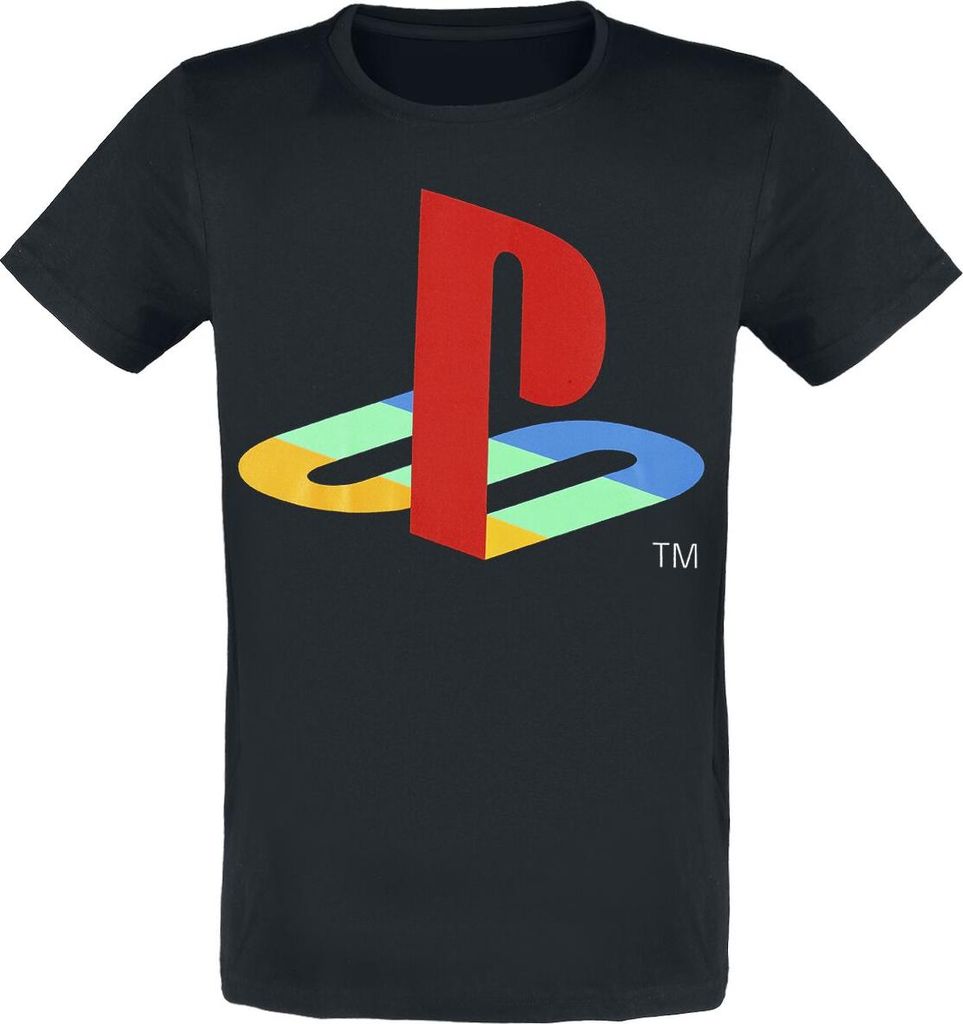 Playstation T-Shirt Herren schwarz Fan-Merch, Gaming 100% Baumwolle M