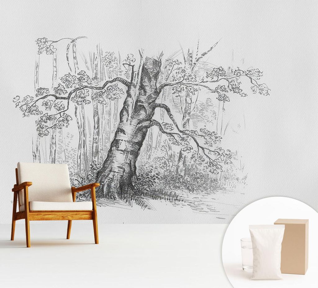 Fototapete - 312x219 cm - Tapete - Wandtapete - Wandbilder - Dekofolie - Tapete Folie - Wand - Dekoration - Wohnzimmer - Waldbaum