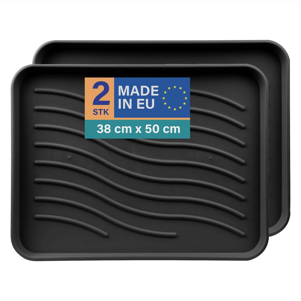 Schuhabtropfschale 50x38x2,5cm Schwarz 2er-Pack, Schuhwanne Produktbild 
