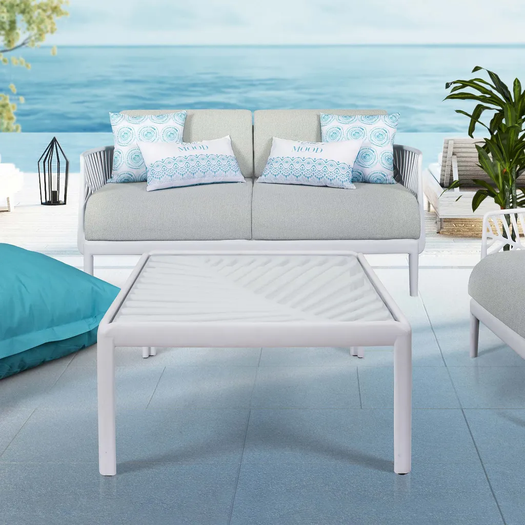 Table Basse Extérieure Ibiza Blanc - Mobilier de Jardin sans Entretien