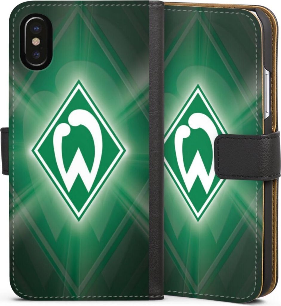 DeinDesign Klapphülle für Apple iPhone Xs Handytasche Lederhülle Tasche Offizielles Lizenzprodukt SV Werder Bremen Wappen