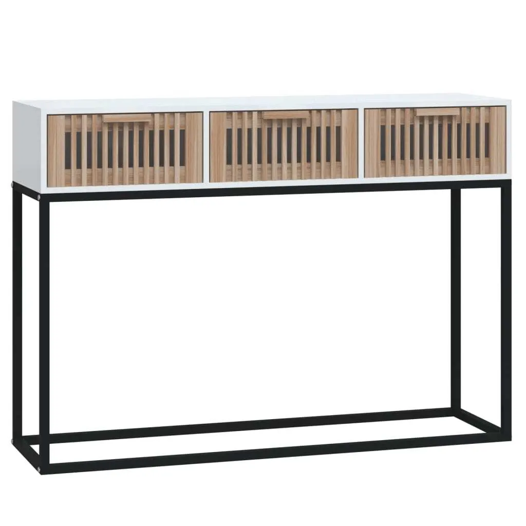 Tavolo consolle bianco 105x30x75 cm in legno e ferro
