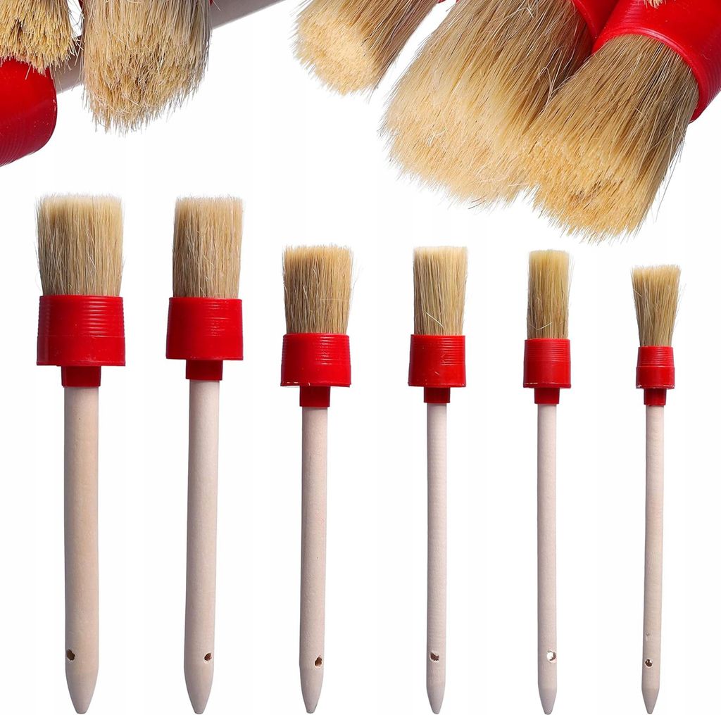6er Set Rundringbürsten 20-45 mm Naturborsten verschiedene Breiten