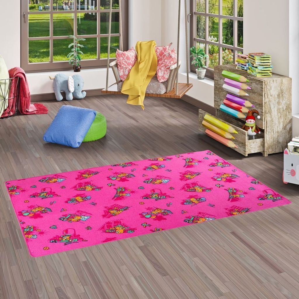 Kinder Spielteppich Bärenwelt Pink, Größe:240x240 cm