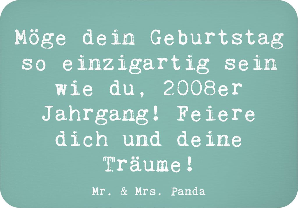 Mr. & Mrs. Panda magnet Spruch 2008 Geburtstag Einzigartig - Meeresbrise - Geschenk, Glückwunsch, Träume, zettelhalter, Jahrgang, Geburtstagsspru...