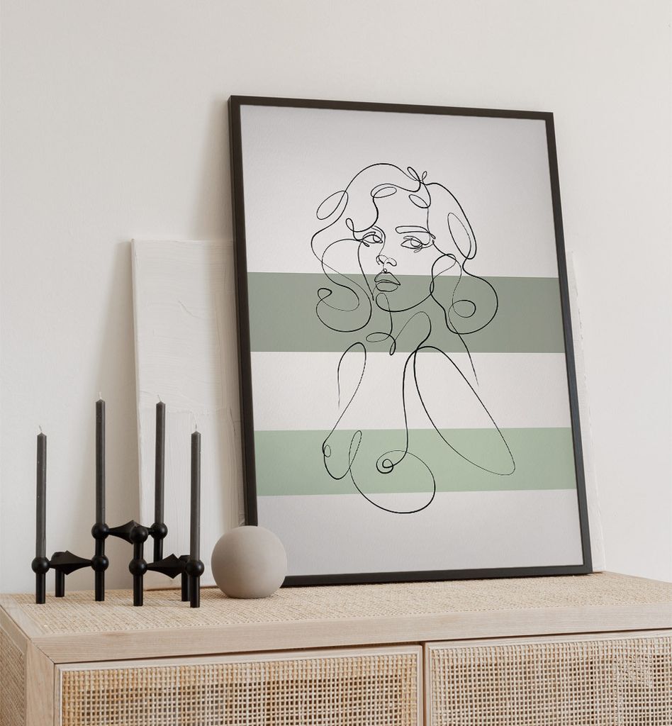 Poster Weiblichkeit grün, groesse_poster:30x40 cm, groesse_rahmen:weiß Passepartout 40x50 cm