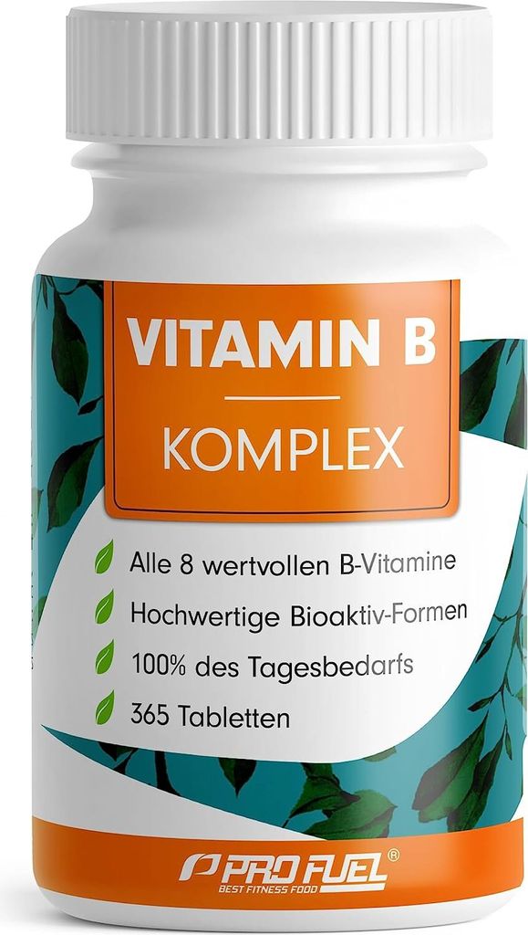ProFuel Vitamin B Komplex | 365 Tabletten | alle 8 B-Vitamine | deckt 100% des Tagesbedarfs | 12 Monatsvorrat | vegan