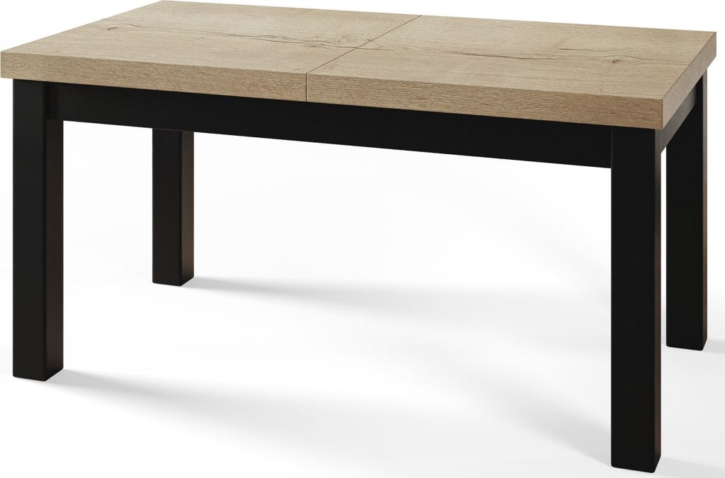 Esstisch 160 cm / 210 cm, Ausziehbarer Tisch, Küchentisch, Esszimmer Tisch, Wohnzimmertisch, Zimmertisch, Moderner Tisch, Loft Tisch, Schwarze Bei...
