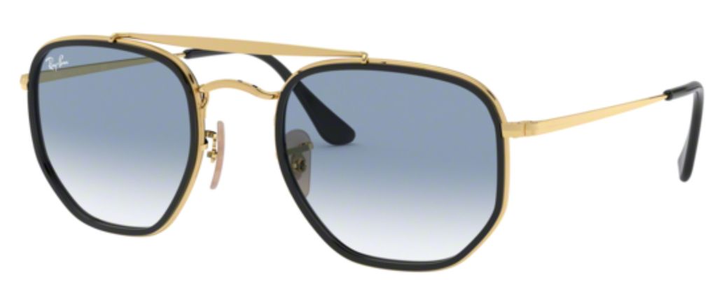 Ray-Ban MARSHAL II, Erwachsener, Uni, Hexagonal, Gold, Schwarz, Nicht-polarisierte Linse, Edelstahl