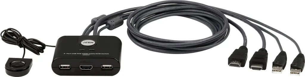 ATEN CS22H Commutateur KVM USB HDMI FHD 2 Ports avec Sélecteur Distant