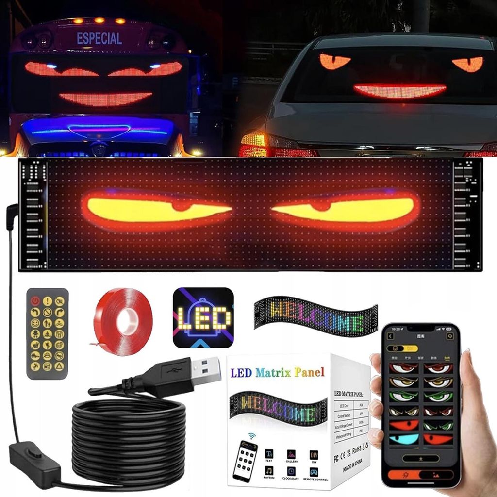 Světlo do auta Ďábelské oči 92x374mm | Interaktivní RGB LED Obrázek produktu 