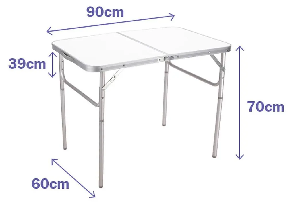 Table de camping pliante réglable en hauteur 90x60 cm Marbueno D25