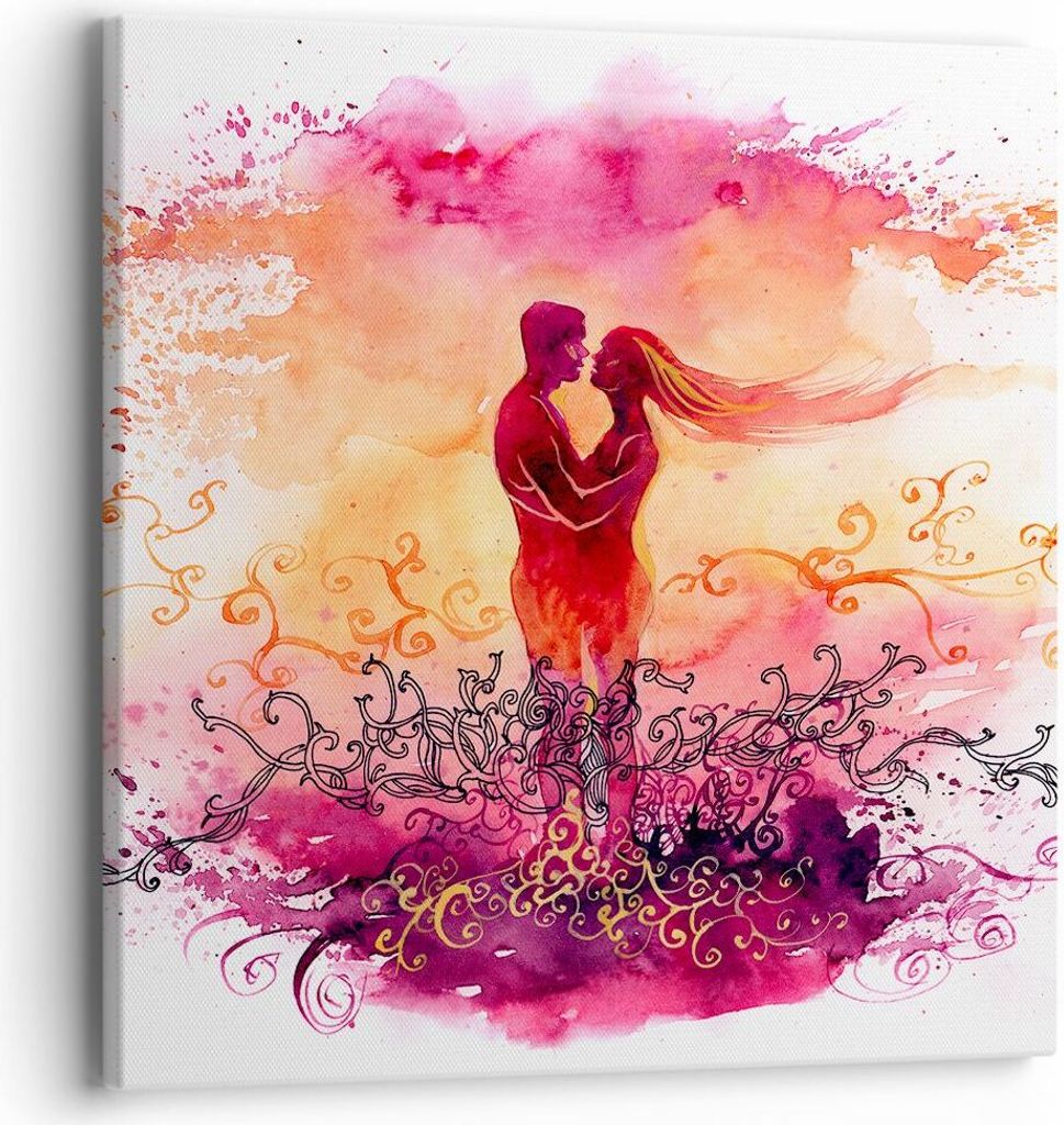 Bild auf Leinwand - Leinwandbild - Liebe Paar Flitterwochen - 40x40cm - Wand Bild - Wanddeko - Leinwanddruck - Bilder - Kunstdruck - Wanddekoration...