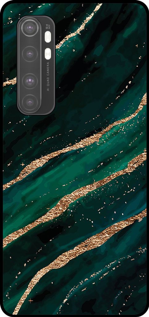 Smartphonica Handytasche geeignet für Xiaomi Mi Note 10 Lite mit Marmordruck - TPU zurück Abdeckung Fall Marmor Design - Grün Gold