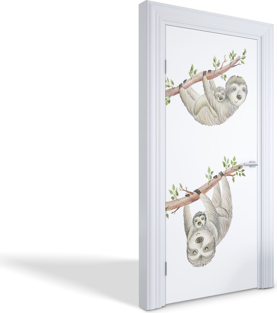 Türaufkleber Innentüren Selbstklebende Kreativ Wandsticker - Faultiere auf einem Ast - 95 x 205 cm