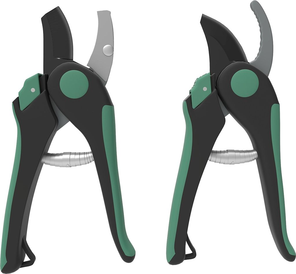 Gartenwerkzeug Set 2 Stück Garten Werkzeug aus Metall Gartengeräte mit Gartenschere Grün+Schwarz