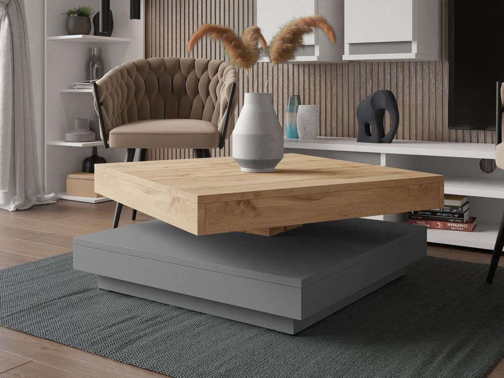 Tavolino GREGORIO - rovere wotan / grigio grafite Immagine del prodotto 