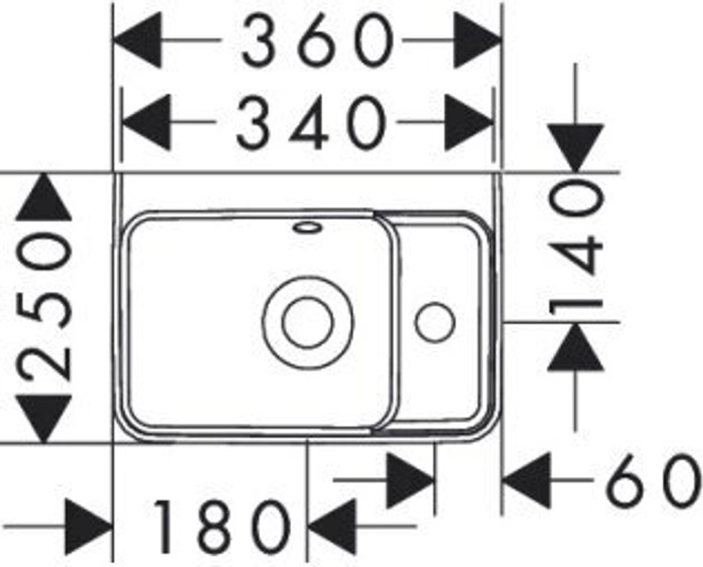 Hansgrohe Xanuia Q wastafel 360/250 met kraangat en Productafbeelding 