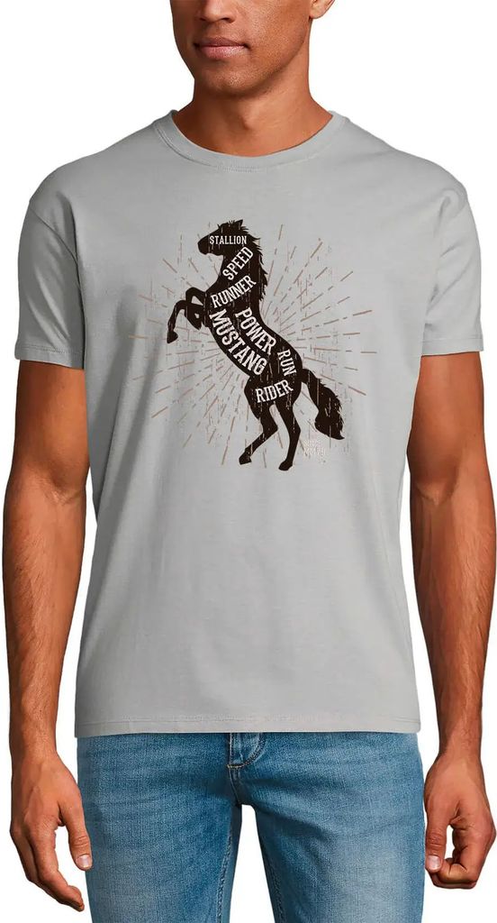 Herren Grafik T-Shirt Pferd Mustang-Reiter – Horse Mustang Rider – Öko-Verantwortlich Vintage Jahrgang Kurzarm Lustige Druck Geburtstag Gesche...
