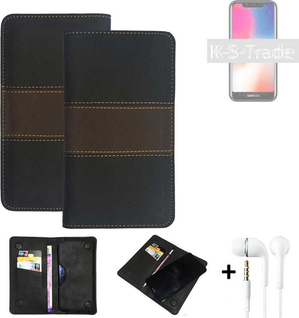 K-S-Trade Handyhülle + Kopfhörer kompatibel mit Huawei Nova 4 Schutzhülle Walletcase Bookstyle Tasche Schutz Case Hülle Wallet Cover Kunstleder
