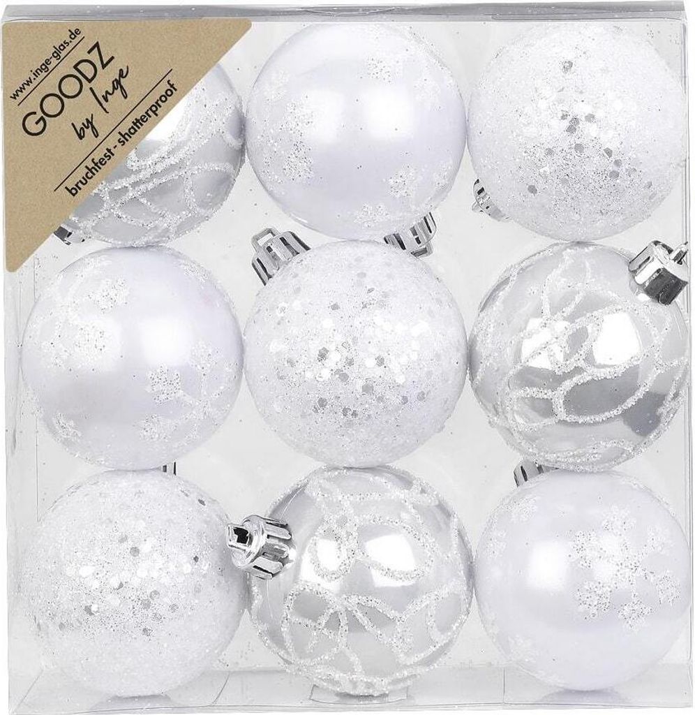 Weihnachtskugeln Dekorierte Kugeln Kunststoff 6cm 9er Set - Produktbild 