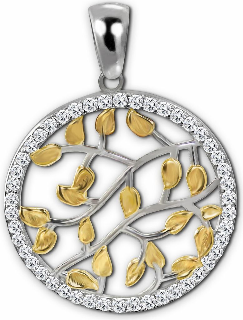 SilberDream Halsketten Anhänger 925 Silber Kreis gold Damen Schmuck SDH4384T
