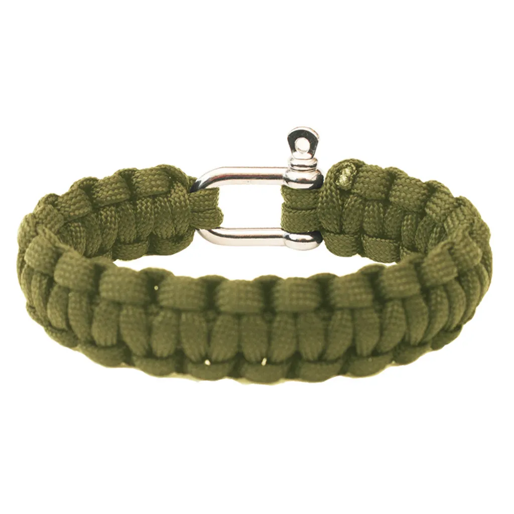 Highlander Bracciale Militare Paracord Oliva - Chiusura Acciaio