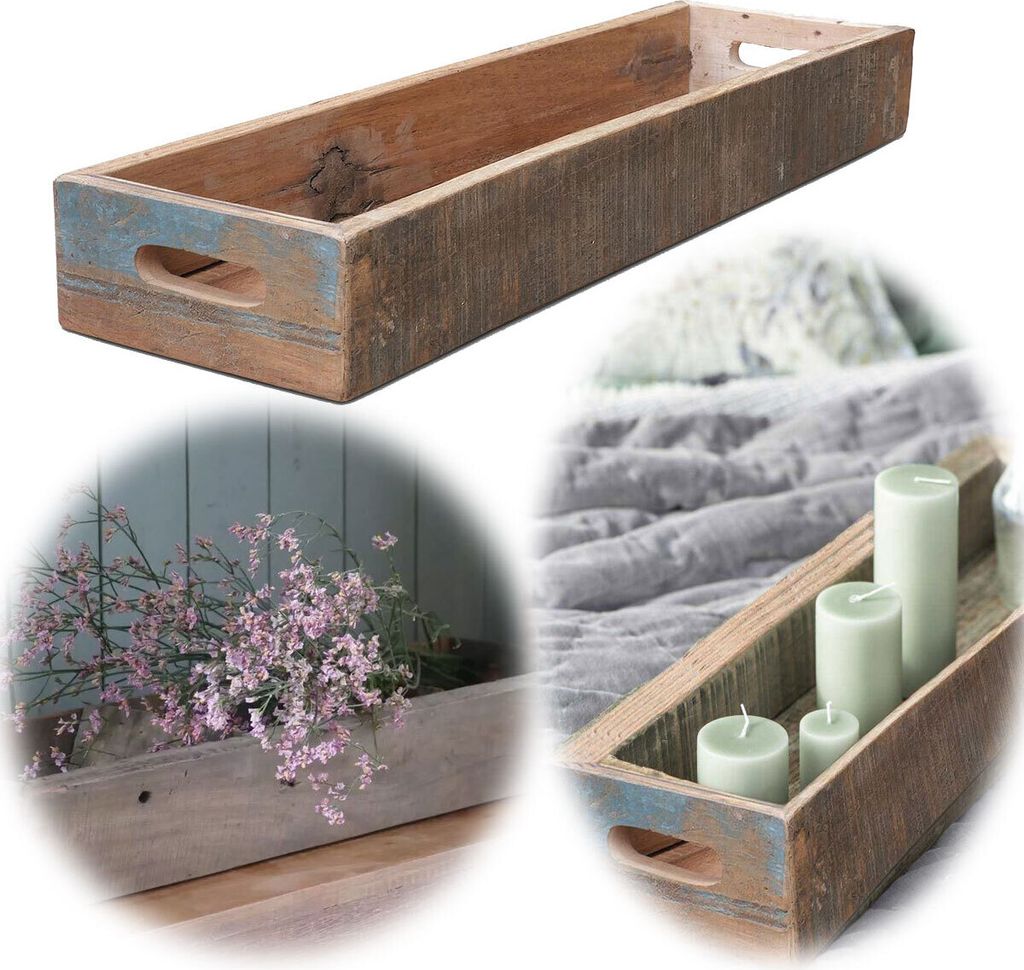 LS-LebenStil XL Holz Serviertablett 61x17cm ️ Fundholz ️ Griff-Tablett Deko-Tablett
