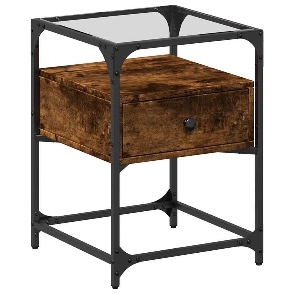 (Robust Möbel)Nachttisch für Schlafzimmer - elegantes Design - Nachtkommode - Räuchereiche 40x40x55cm Holzwerkstoff - Nachttische & -schrän...