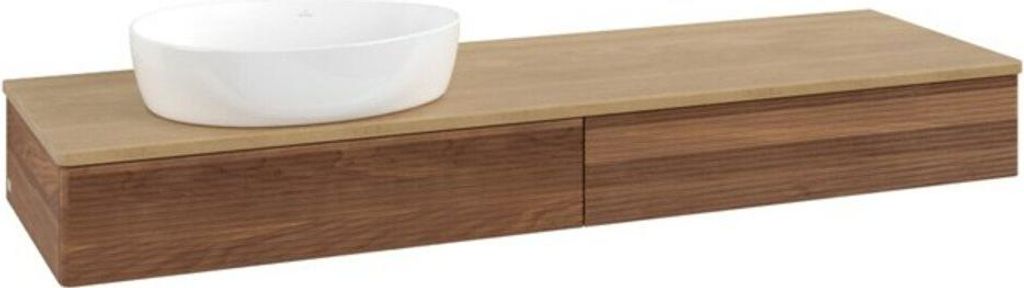 V&B Waschtischunterschrank mit Frontstruktur Antao 160x50cm, WBP-farbe hon. Oa, warm walnut