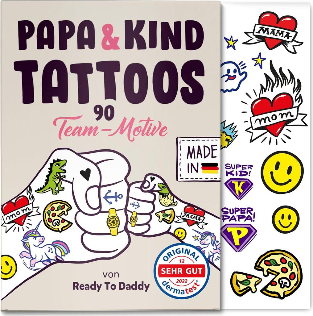Papa & Kind Team Tattoos 90 Stück Team-Motive Produktbild 