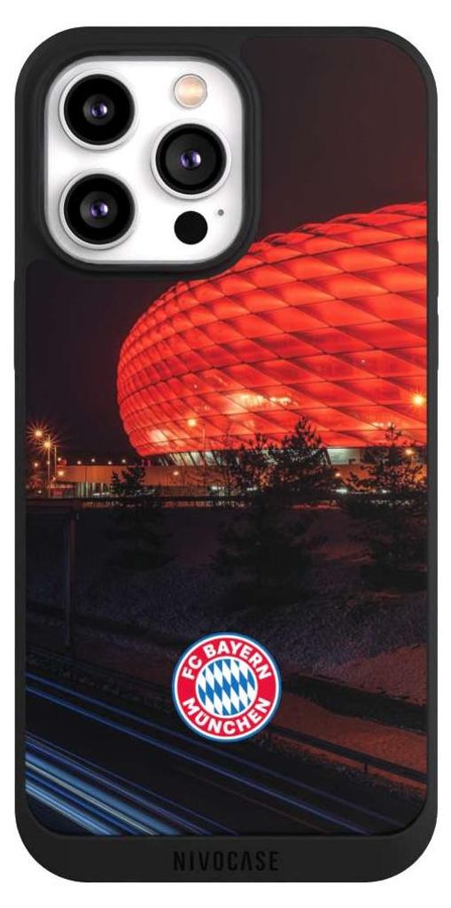 NIVOCASE Handyhülle für Apple iPhone 14 Pro Max Hülle NIVOpure Case Schwarz FC Bayern München FCB Stadion