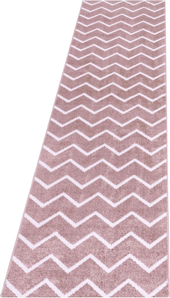 Teppich Läufer Wohnzimmer Rosa 80x250 Chevron-Design aus Polypropylen