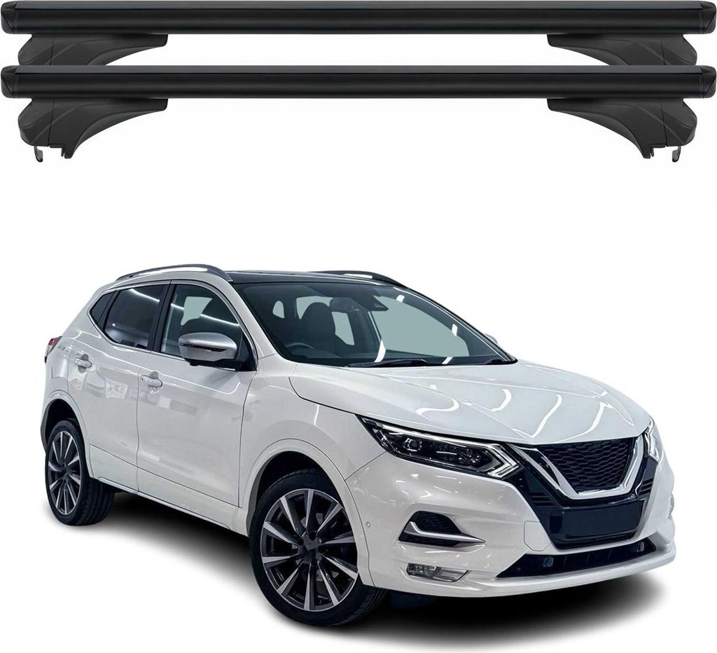 Menabo Dachträger Grundtäger für Nissan Qashqai J11 2014-2021 Alu Schwarz 2 tlg