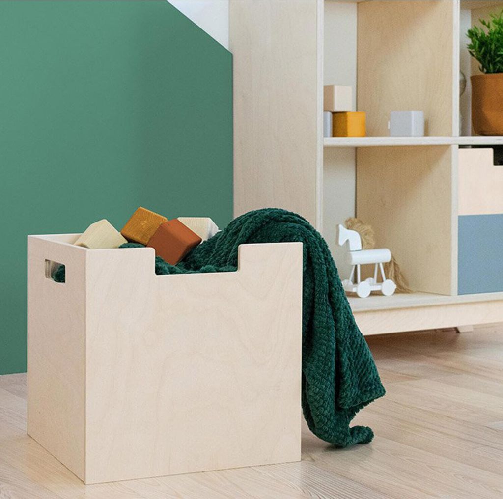 Aufbewahrungsbox aus Holz Modell 2 - mit Griffen - naturholzfarben - 33 x 33 x 37 cm