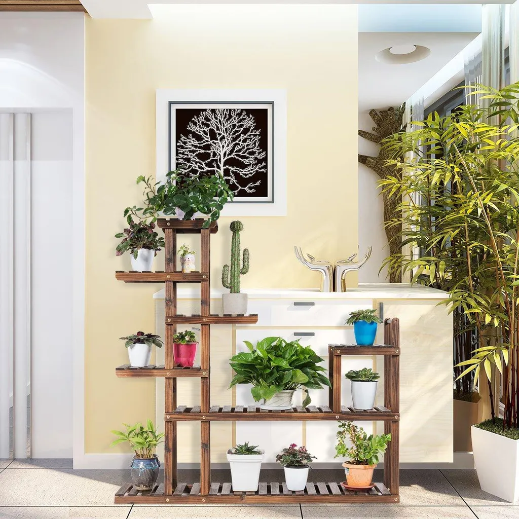 Étagère à plantes bois 7 niveaux : organisez vos fleurs sans encombrement
