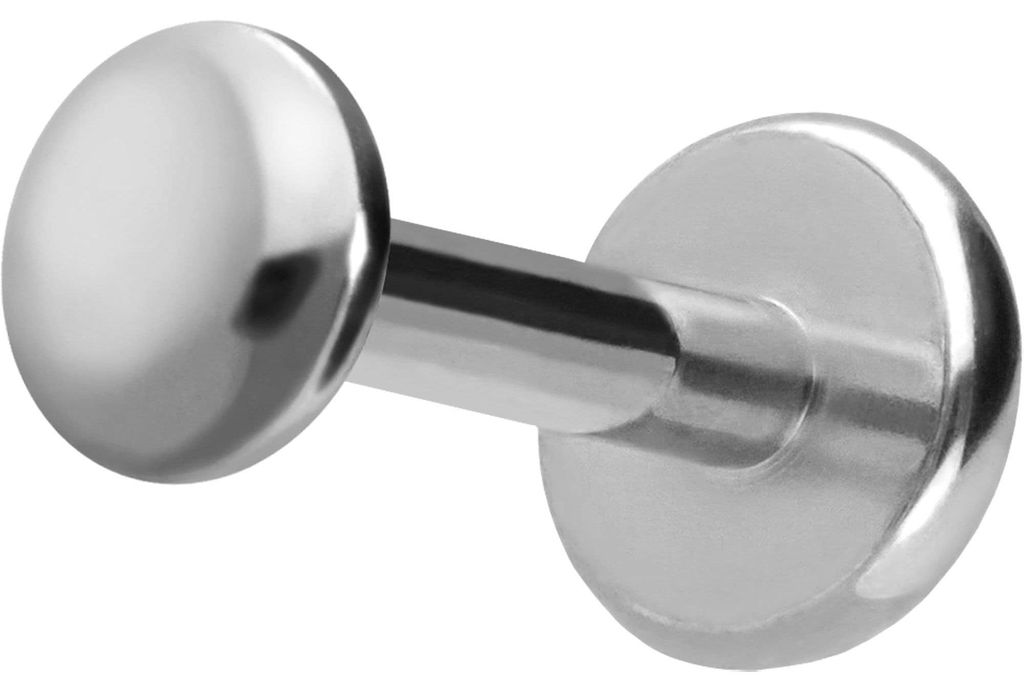 Ohrpiercing, Nasenpiercing Titan Labret mit Push Fit DISC Silber Stablänge: 8mm | Stabstärke: 1,2mm | Discgröße: 3mm