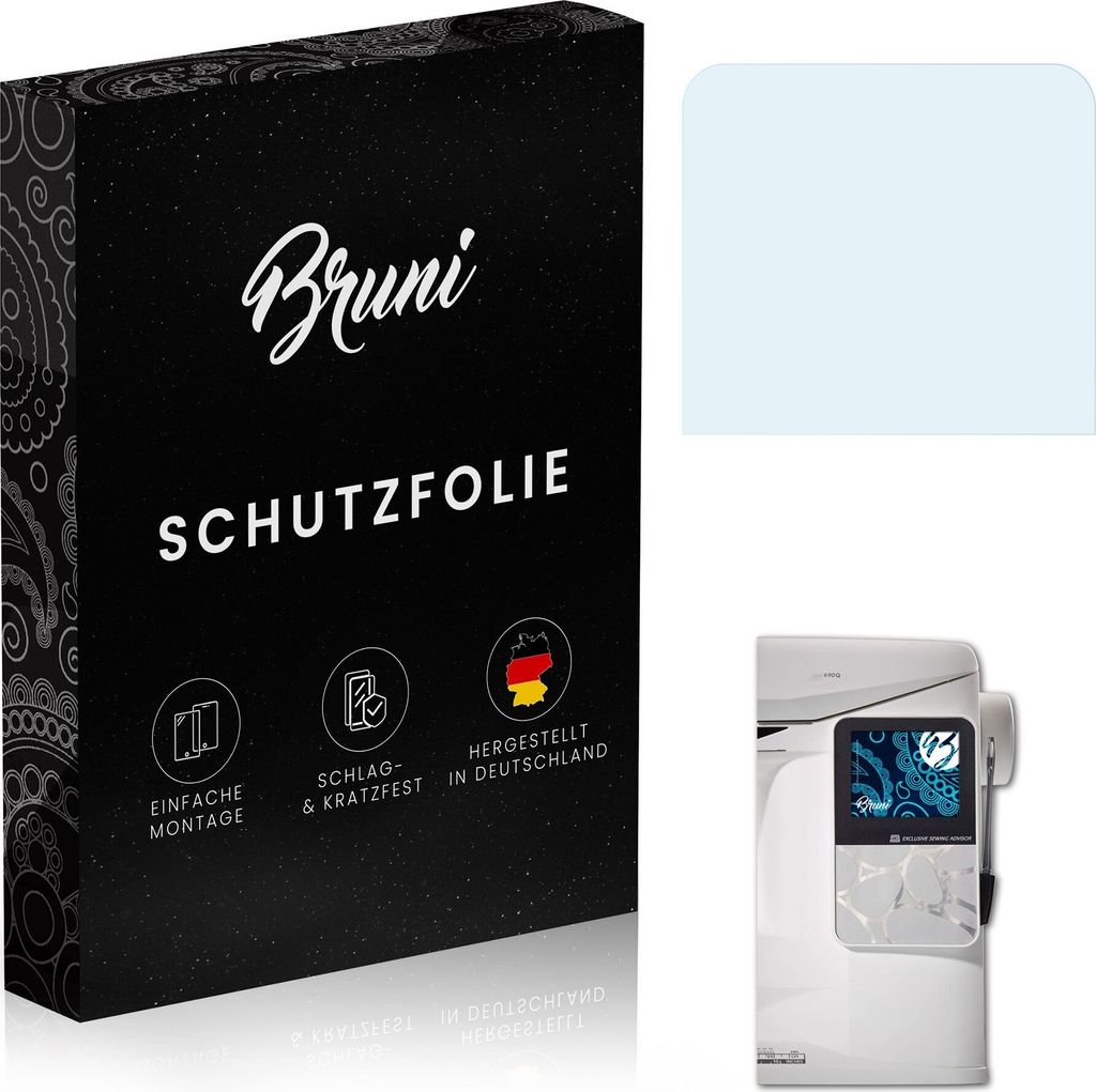 Bruni Basics-Clear 2x Schutzfolie kompatibel mit Husqvarna Viking Opal 690Q/670/650 Folie