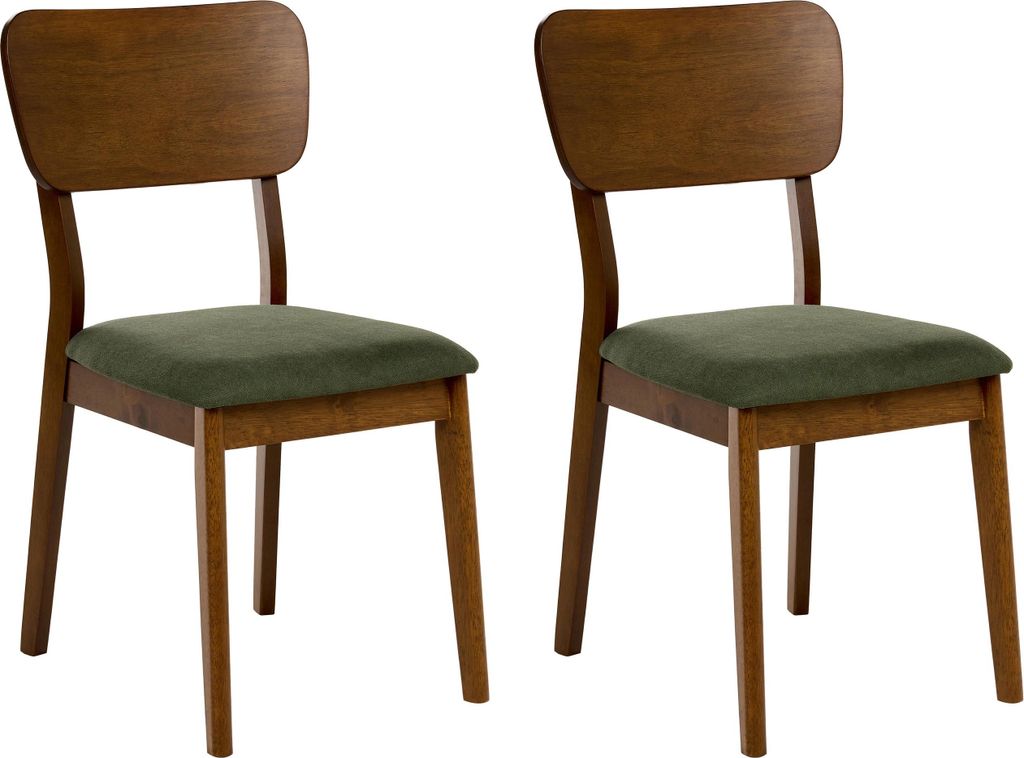 BELIANI Esszimmerstuhl 2er Set Dunkelbraun u. Dunkelgrün Gummibaumholz mit Sitzpolster Hohe Rückenlehne ohne Armlehnen Klassisch Holzstuhl Küche...