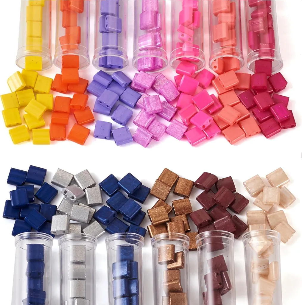 Kit de 260 Perles de Verre Plates pour Création de Bracelet Multi-rangs DIY