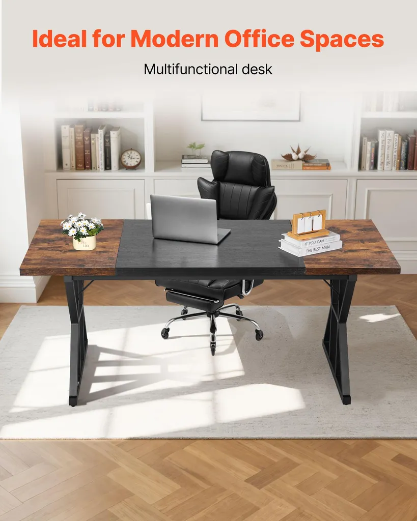 Table d'ordinateur Robuste 180x80 cm Charge 68kg Bureau Design Noir