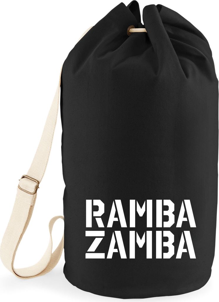 Huuraa Seesack Rambazamba Schriftzug 20 Liter Black Baumwolle Rucksack Geschenkidee
