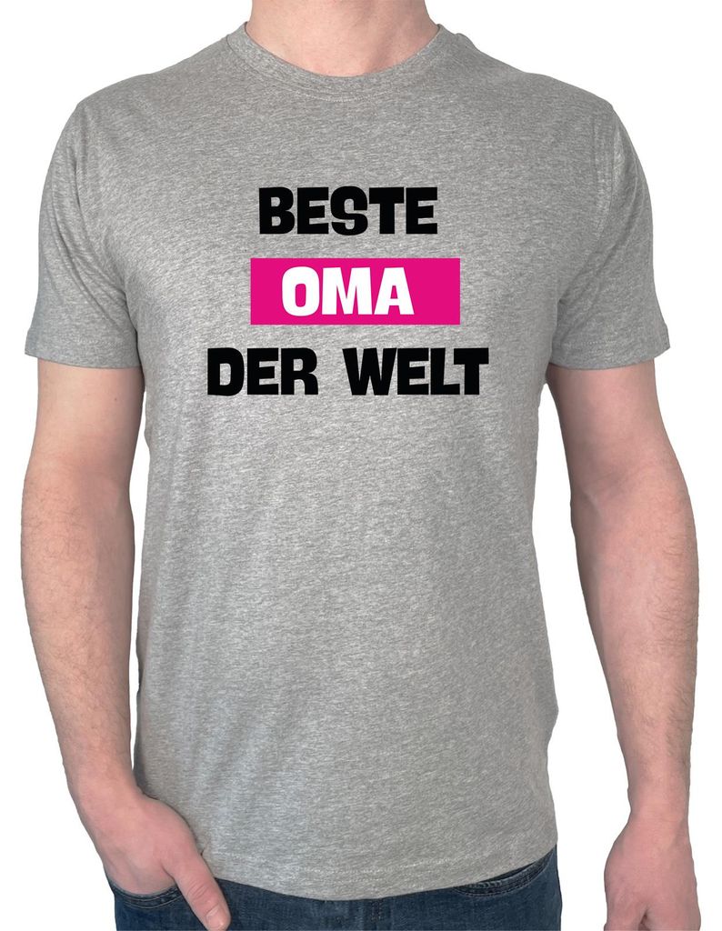 Huuraa Herren T-Shirt Beste Oma der Welt XXL Sport Grey Bio Baumwolle Fairtrade Herrenshirt Geschenkidee