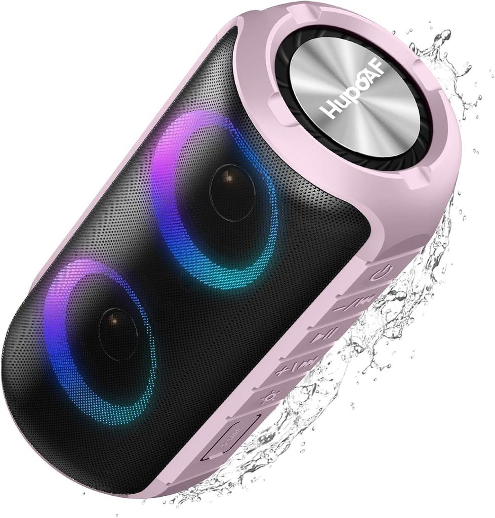 Lautsprecher mit Licht,Bluetooth 5.3 Musikbox,Bass Boost Box mit IPX7 Wasserschut,52mm Dual Lautsprecher, Tiefer Bass,Outdoor für Reisen,Party, St...