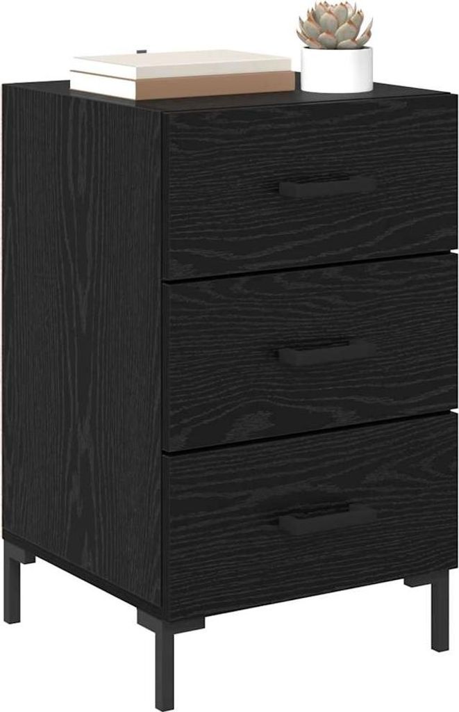 (Design 2026) Nachttisch Schwarz Eichen-Optik 40 x 40 x 66cm Holzwerkstoff - HOMMIE 816775 - Nachttische & -schränke