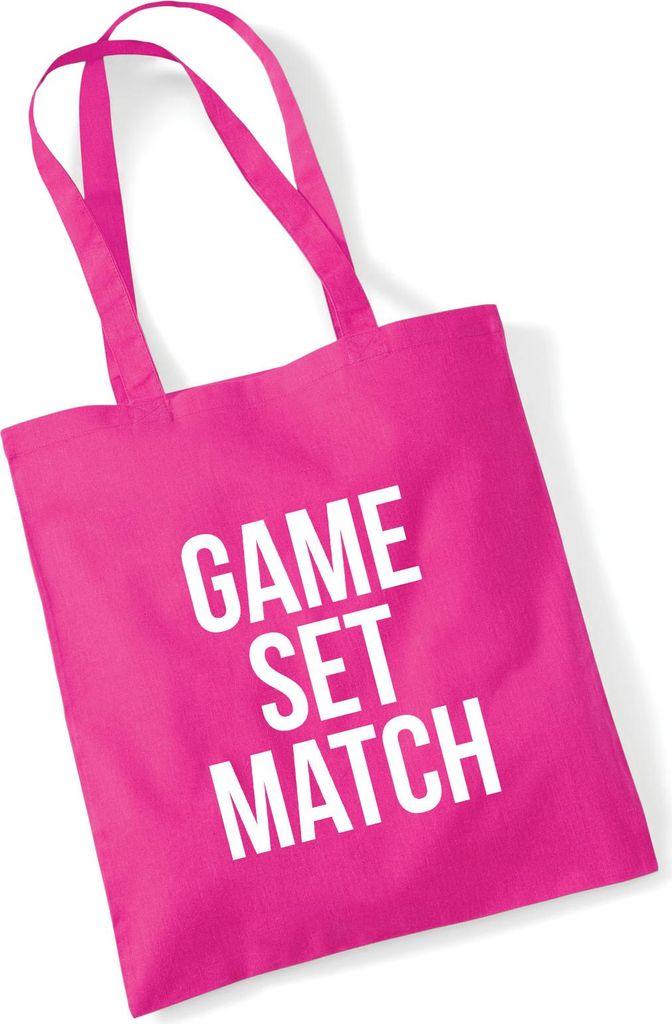 Huuraa Jutebeutel Game set match Tennis 10 Liter Fuchsia Baumwolle Tasche Geschenkidee