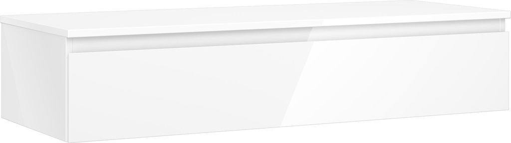 Mexen Orio Badezimmerschrank unter dem Waschbecken 120 cm mit Platte, 1 Schublade, weiß glänzend - 91A10-12023-1-BFC00