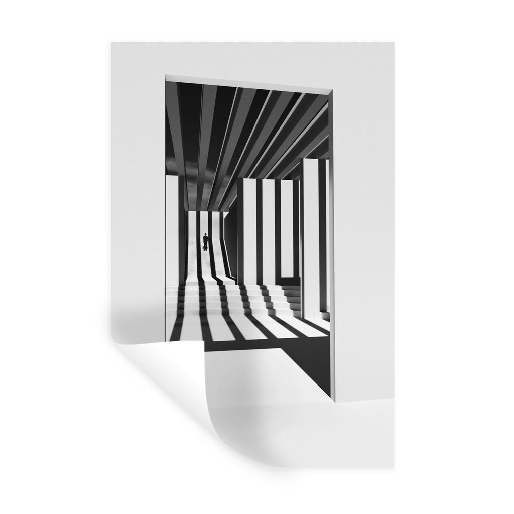 MuchoWow Wandtattoo Wandsticker Wandaufkleber Tür - Schatten - Weiß - Linien 20x30 cm Selbstklebend und Repositionierbar - Sticker - Dekorfolie
