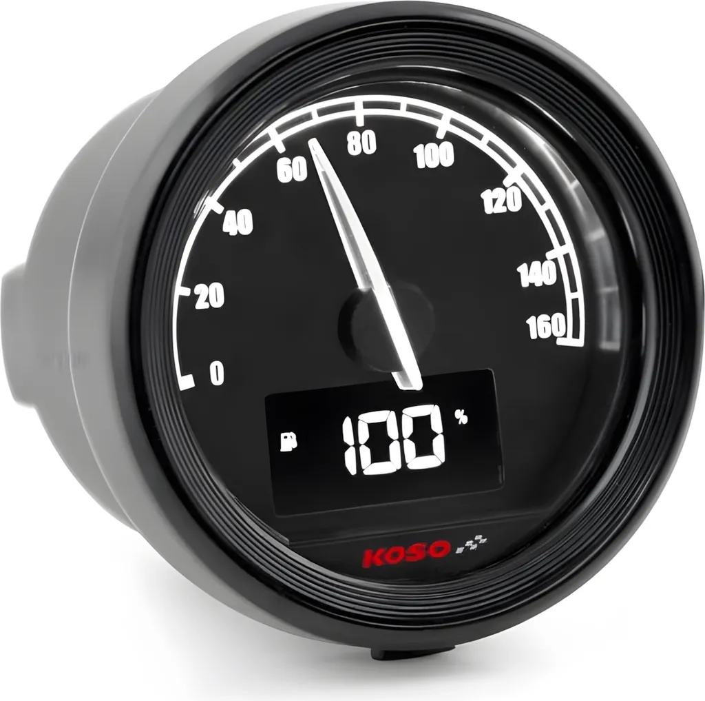 Tachymètre Koso Black D48 TNT-05 Idéal pour Préparation Moto et Custom